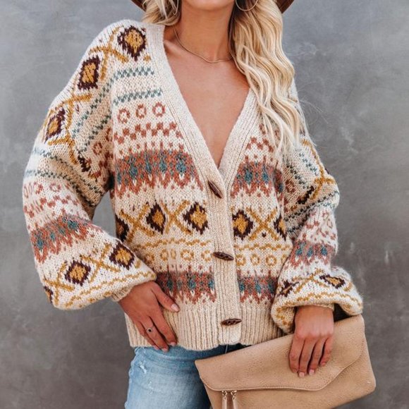 Button Front Cottage Cardigan Sweater - Picture 3 of 8